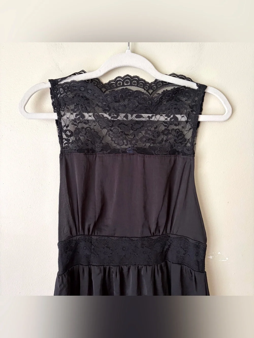 Free People | Sleeveless Floral Lace Neckline Mini Dress Black Small